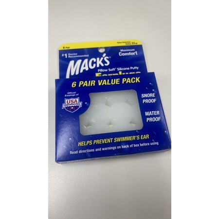 美國Mack’s成人防水矽膠耳塞-6對入