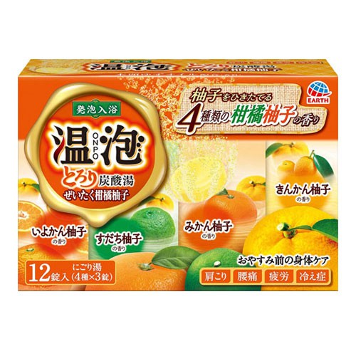 日本製 地球製藥 ONPO 溫泡 清爽碳酸水 溫泉入浴劑 12錠~蜜柑柚子✿