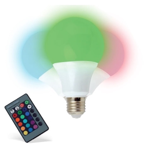 美國IHIP LED智能節能智慧遠端遙控球泡燈七彩變色16色E27調光燈 RGBW彩色燈泡 拍照直播 氣氛燈