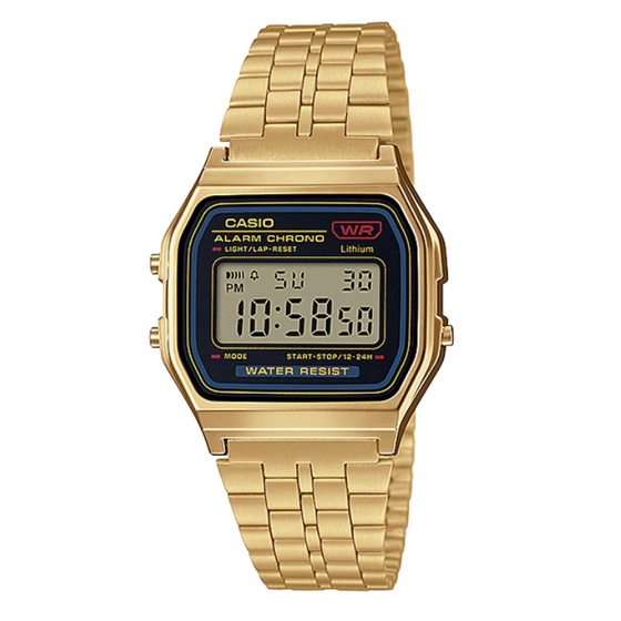 【CASIO 卡西歐】復古金色方型電子錶( A159WGEA-1DF )