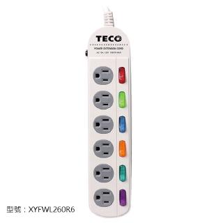 【蝦皮直營特選】TECO 東元 六開六插轉接電源線組 XYFWL260R6 插座 延長線 現貨 臺灣公司貨