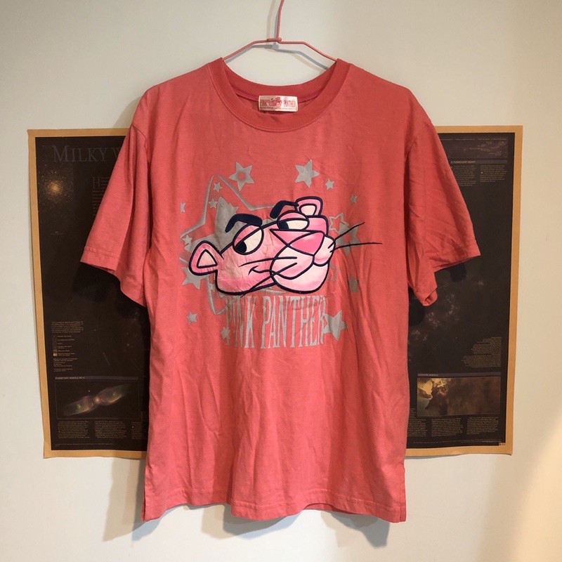 2000年 頑皮豹粉紅短袖古著T恤 Pink Panther 早期 古物 卡通 收藏 稀有 正版