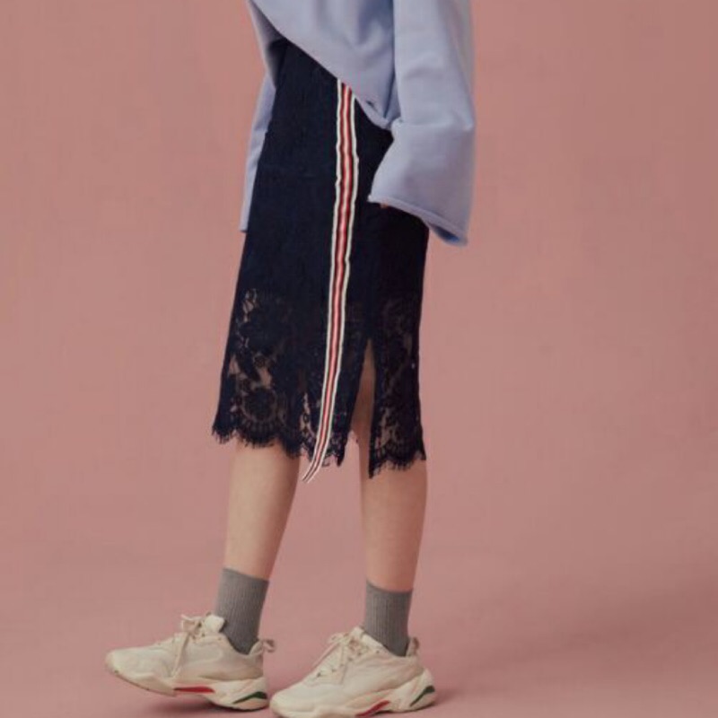 [轉賣］PAZZO 黃小米聯名款 配色織帶蕾絲裙 M號 9.9成新