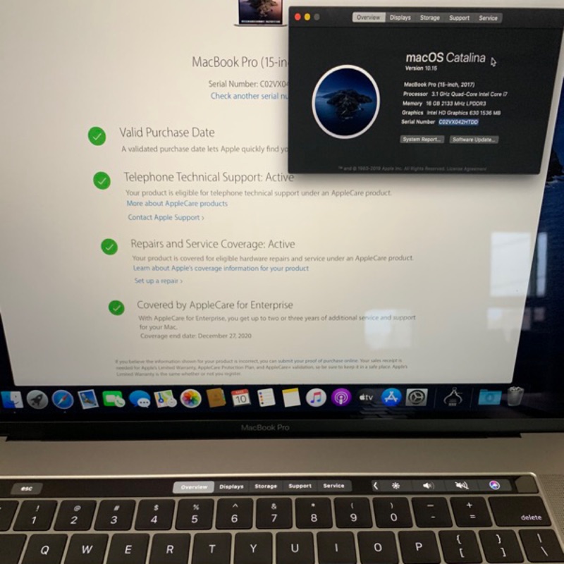 保固內Apple MacBook Pro 2017(15吋/16G/500GB /Touch Bar