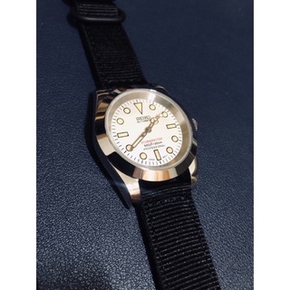 訂製無現貨【改錶玩面】Seiko Mod 精工 復古白麵 Explorer 探險家 日誌 藍寶石玻璃 機械錶