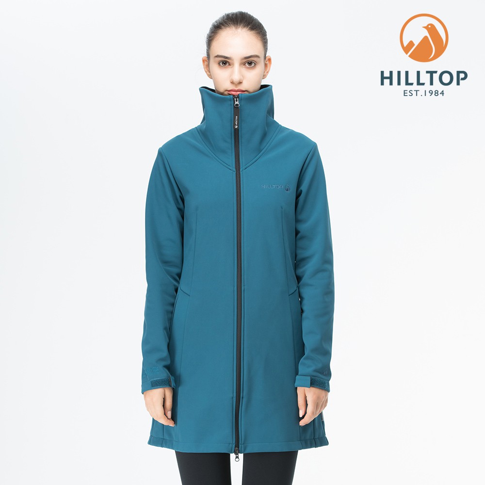 【Hilltop山頂鳥】女款WINDSTOPPER防風透氣刷毛長版外套H21F19藍