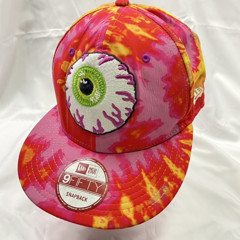 古著 絕版 New Era X MISHKA 聯名 眼球刺繡布章 渲染粉紅色 黃色 SnapBack 棒球帽