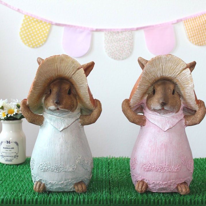 《齊洛瓦鄉村風雜貨》日本zakka雜貨 帶香菇帽兔子擺飾 兔兔裝飾 香菇兔兔擺飾 居家裝飾 園藝裝飾 店家佈置