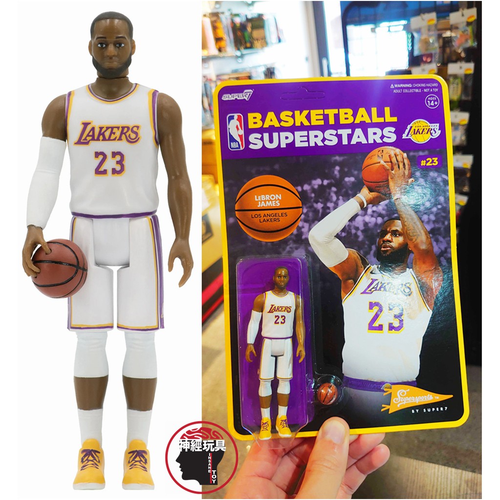 【神經玩具】現貨 Super7 吊卡 NBA LeBron James 詹姆士 白球衣湖人隊 近4吋人偶 復古玩具