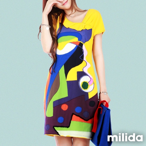 milida 甜美顯瘦拼貼洋裝 MMRYDP020
