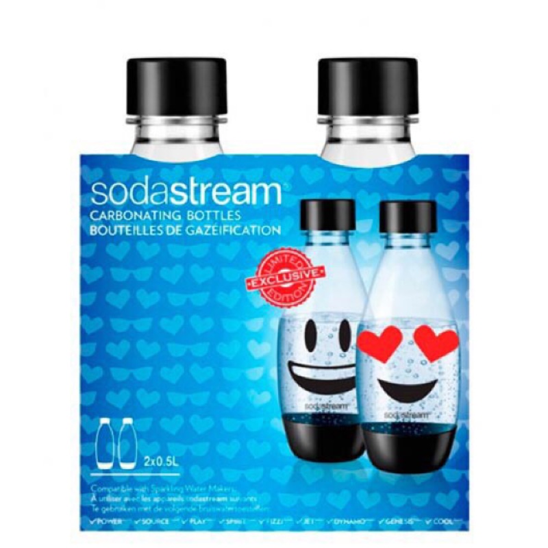 Sodastream 水滴寶特瓶0.5L隨身瓶俏皮Emoji (2入) 氣泡水機