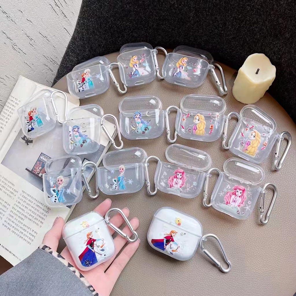 臺灣出貨♡美人魚 迪士尼公主AirPods Pro保護套 AirPods 1/2代保護殼 蘋果無綫藍牙耳機保護套磨砂軟殼