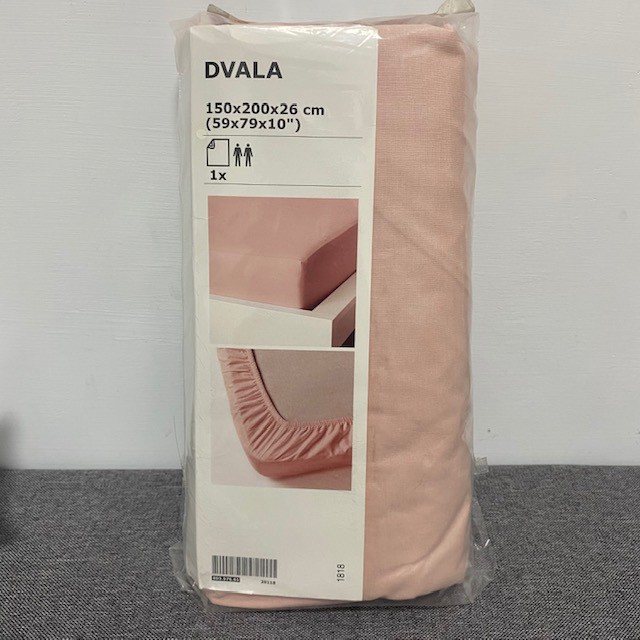 IKEA DVALA 床包 淺粉紅色 150*200*26
