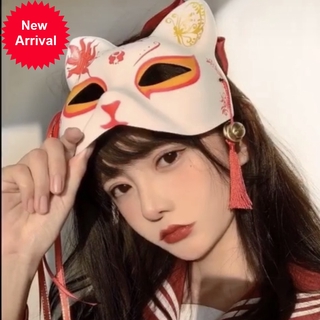 鬼滅之刃面具cosplay面具和風日式貓狐狸面具半臉動漫妖狐可佩戴手繪化妝舞會塑膠假面cos卡通動漫面具日本動漫面具日式