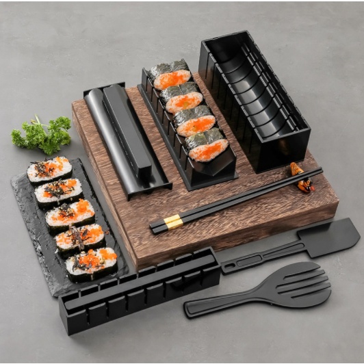 DIY壽司10件套組 親子廚房壽司模具壽司卷模具 戶外教學廚房小工具10件套海苔DIY工具壽司器