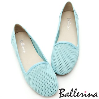 Ballerina-牛麂皮鏤空洞洞樂福豆豆鞋(淺藍)【BD600137UL】