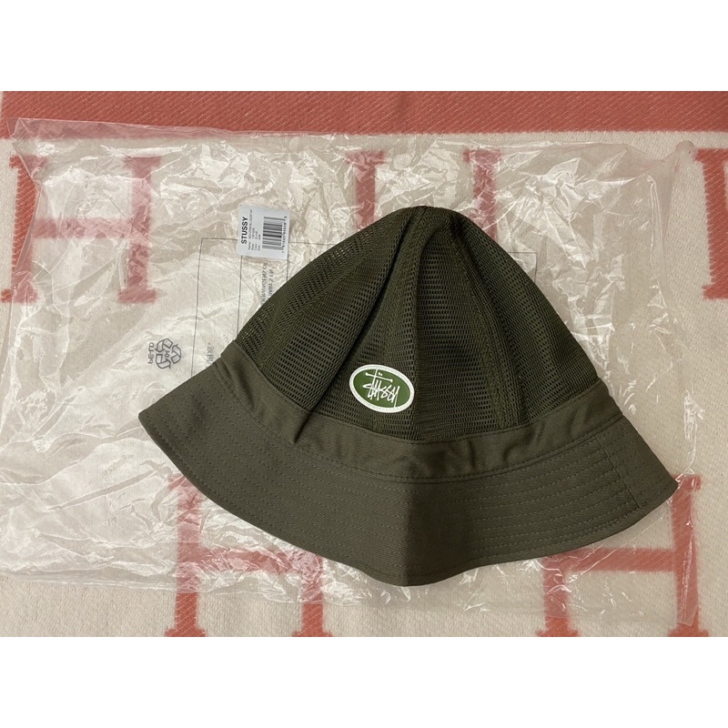 Stussy MESH CROWN BELL BUCKET HAT OLIVE 漁夫帽 網帽 軍綠  滑板 全新現貨