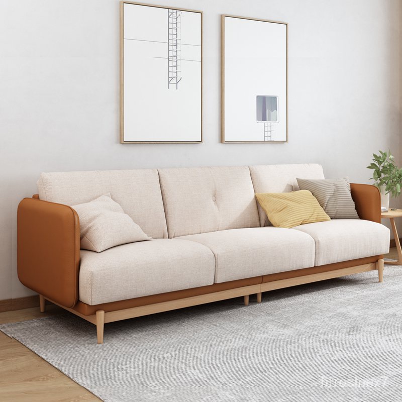 【現貨 靚款】北歐沙發三人小戶型現代簡約雙人小客廳家具原木日式沙發皮布款式-簡約風格沙發-家具-小沙發