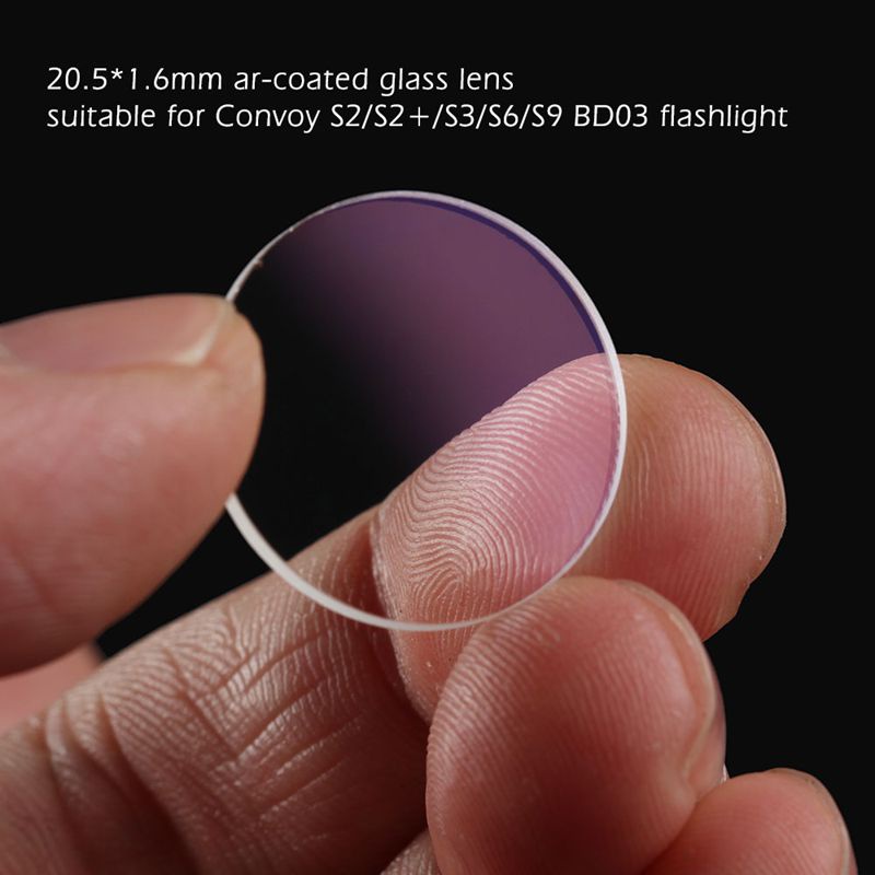 20.5*1.6mm ar鍍膜玻璃鏡片適用於Convoy S2/S2+/S3/S6/S9 BD03手電筒