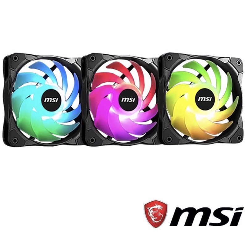 全新現貨 微星 MSI Rainbow Fan Pack (fan only) 不含控制器 RGB彩虹風扇組 電競風扇