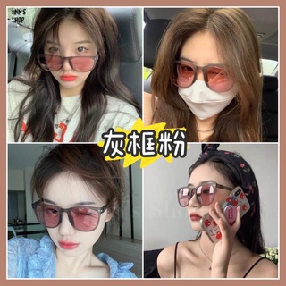 太陽眼鏡韓劇流行灰框粉折疊收納太陽眼鏡摺疊墨鏡.專用圓盒
