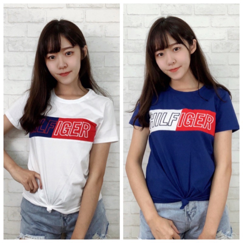 【New START精品服飾-員林】Tommy Hilfiger 雙色logo 女款短t 下擺扭結設計