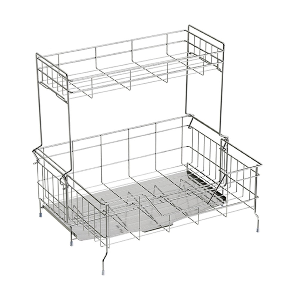 慢慢家居 304不鏽鋼-可伸縮廚房水槽雙層瀝水架 (碗盤瀝水架 水槽收納架) 現貨 廠商直送