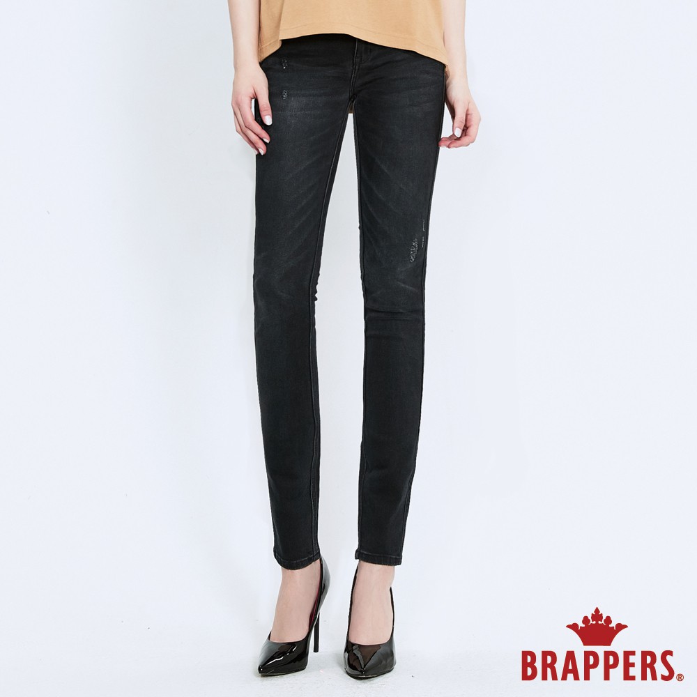 BRAPPERS 女款 新美腳ROYAL系列-低腰彈性skinny窄管褲-黑灰