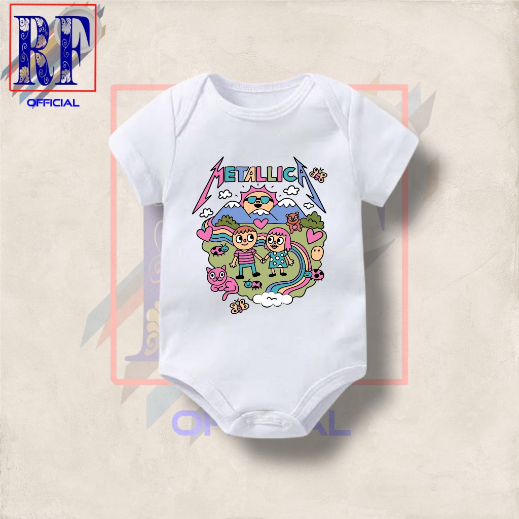 Putih HITAM BABY JUMPER METALLICA CARTOON T 恤嬰兒衣服金屬搖滾樂隊 TSHI