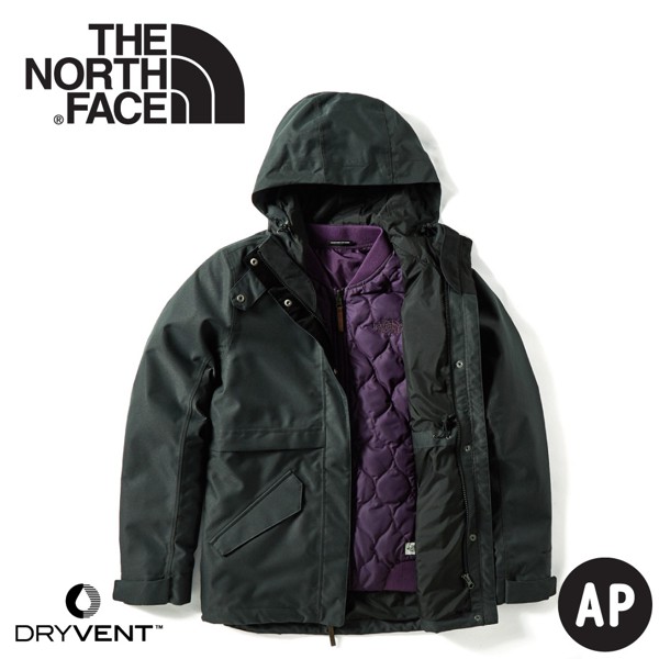 【The North Face 美國 女DryVent兩件式防水耐磨羽絨外套《黑》】3VV1/防水外套/悠遊山水