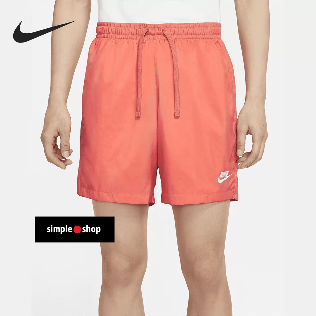 【Simple Shop】NIKE NSW 運動短褲 刺繡 LOGO 網布 膝上短褲 橘色 男款 AR2383-842