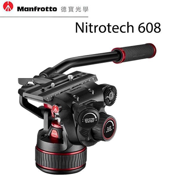 [送長板托架]Manfrotto Nitrotech 608 油壓雲台 飛羽 錄影 配件總代理公司貨 德寶光學