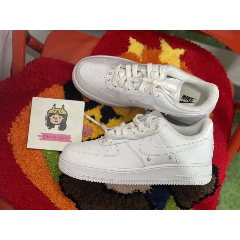 OH SHOSE👟NIKE休閒鞋 Wmns Air Force 1 07 SE 女 珍珠 白 荔枝皮DQ0231-100