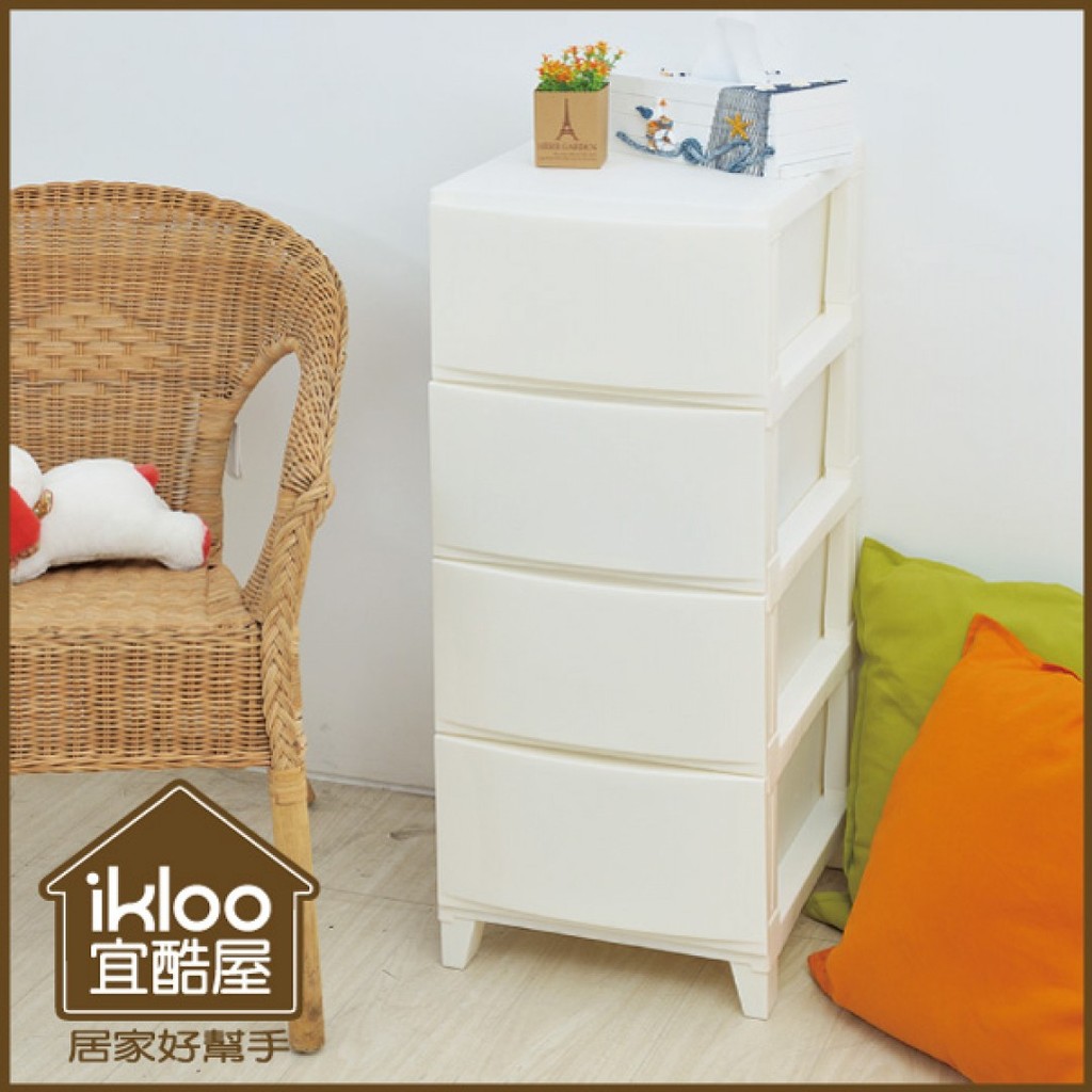 停產【ikloo】歐風四層抽屜整理箱/收納櫃/4層櫃/抽屜櫃/櫥櫃/衣服收納箱/置物箱