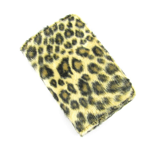 皮夾式名片盒 豹紋絨毛高貴風格弧面名片夾 不銹鋼金屬盒絨面內襯隱藏式磁扣