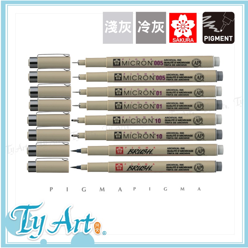 ●同央美術網購 日本 SAKURA 櫻花 代針筆 針管筆 禪繞 筆格邁 Pigma 多種規格 防水 防暈 灰色@50m