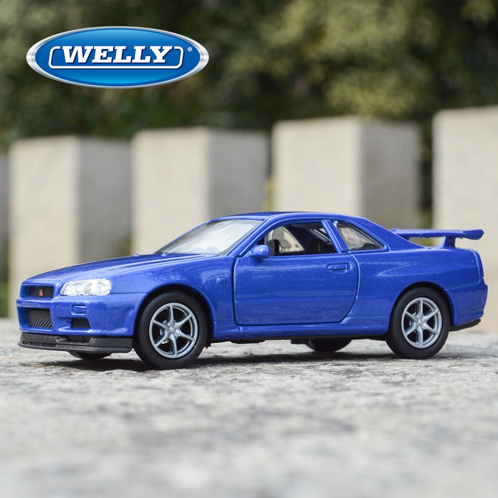 NISSAN Welly 1: 36 日產 Skyline GT-R R34 靜態壓鑄車輛收藏模型車玩具
