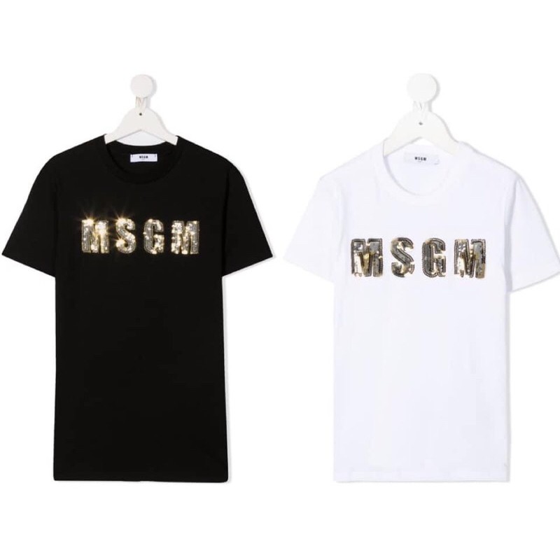 MSGM 童裝14y黑色亮片短袖上衣