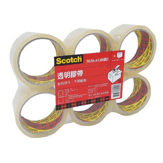 3M Scotch 透明封箱膠帶3036-6 (48mm*40Y) (6入)