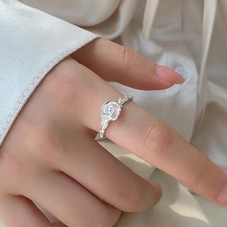S925純銀立體玫瑰戒指大小可調戒指甜花戒指配飾禮物