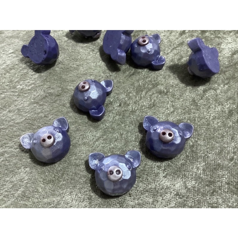 創意 DIY 酷酷 幾何 藍莓豬 小豬 珠光  可愛  平底 貼片 髮夾 髮飾 材料 24.5mm  $3/顆