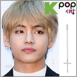 ❌免運❌ 韓國進口 ASMAMA正品 防彈少年團 BTS V 金泰亨 同款簡約十字長鏈耳釘耳環 (單只價)