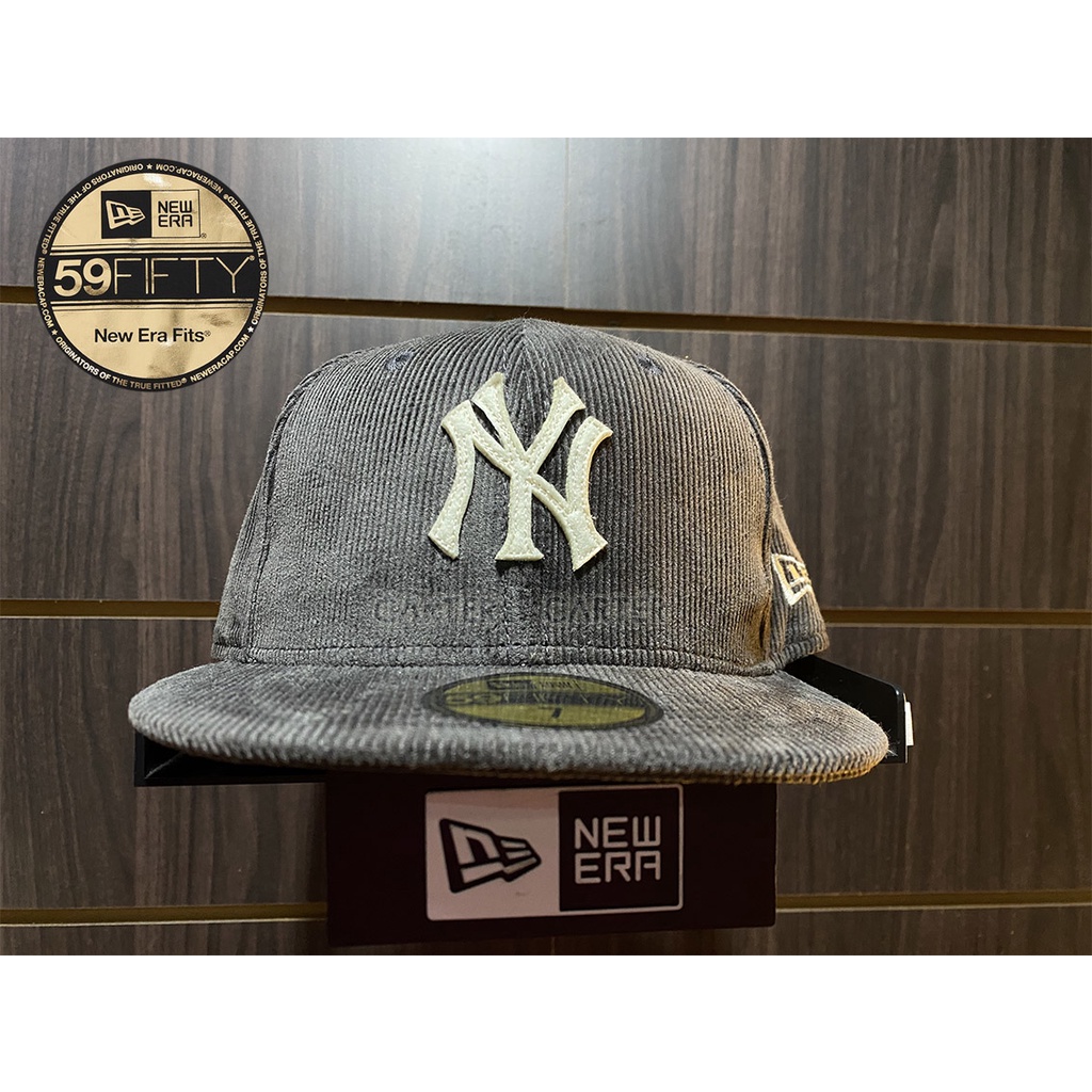 New Era x NY Yankees Corduroy 59Fifty 美國職棒紐約洋基灰色燈芯絨貼布Logo全封帽