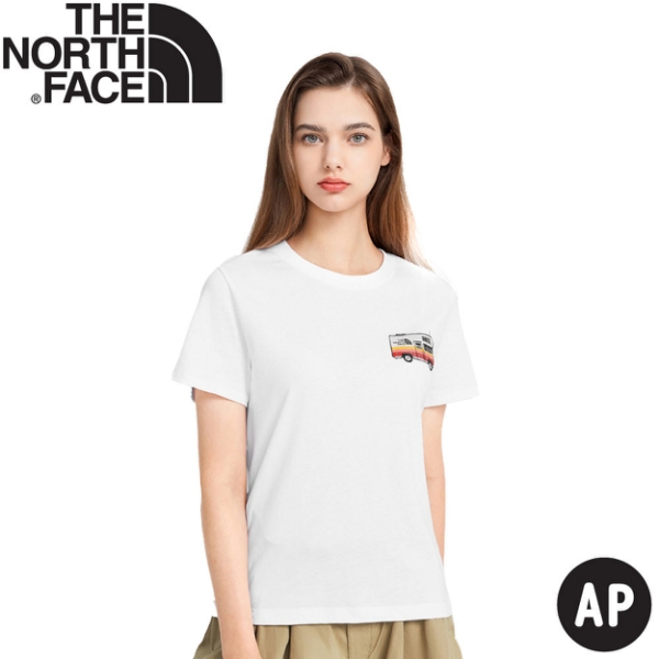 【The North Face 女 BUS短袖T恤AP《白》】4UBM/休閒短袖/圓領T恤