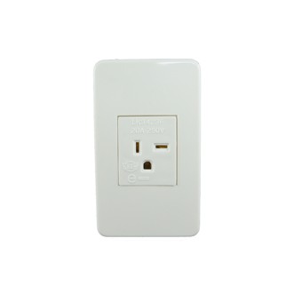 冷氣插座蓋板    付接地T型連蓋板插座 (四角型)   台灣製造   20A250V  LK3423F