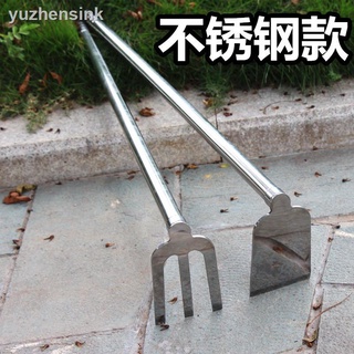 【優質特惠】不銹鋼鋤頭農用種菜鋤三齒耙開山鋤草長柄種花種菜農具戶外翻地鋤