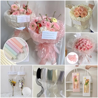 包裝紙花 10 張裝飾紙花束 DIY 絲帶包裝紙鮮花包裝材料教師節用品