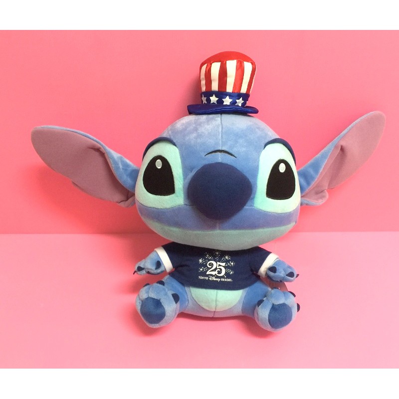 【Dona日貨】日本迪士尼樂園限定 25週年星際寶貝史迪奇Stitch美國星星帽 娃娃/玩偶/布偶 D11
