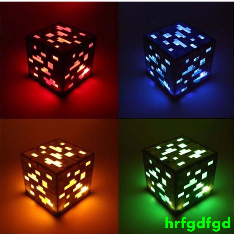 Minecraft紅石小夜燈礦石藍寶石鑽石方形小夜燈aa電池電源led兒童玩具禮物照明 蝦皮購物