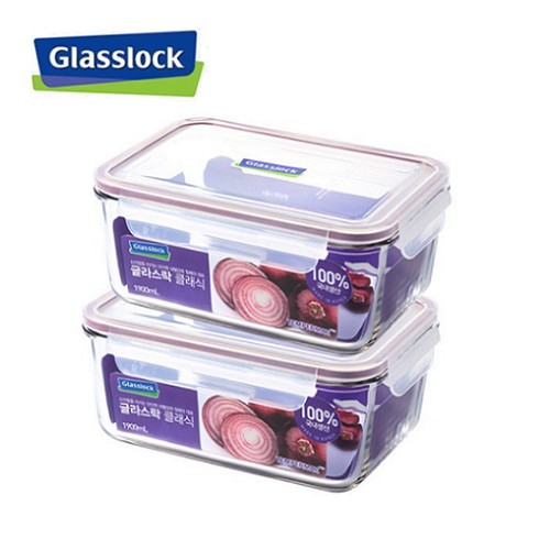 [Glasslock] 玻璃密封容器2件組 （1900ml） / 食品容器 / 食品儲藏